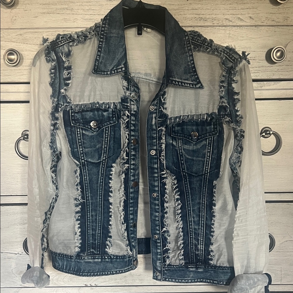 Adore Denim and Sheer Jacket sz med RARE - retail price is around 150$